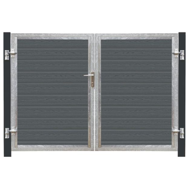 Plus Artura WPC Doppeltor 213 x 135 cm mit Pfosten grauschwarz