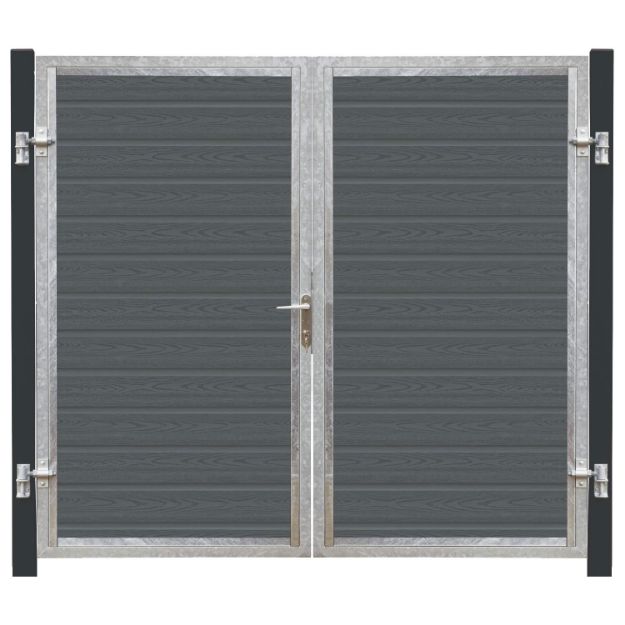 Plus Artura WPC Doppeltor 213  x 175 cm mit Pfosten grauschwarz