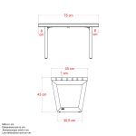 Plus Siesta Living Hocker und Tisch Möbel 75 cm ThermoWood schwarz - schwarz Abmessungen