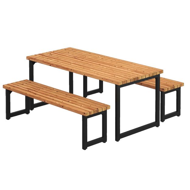 Plus Trend Living Plankengarnitur 166 cm Tisch und Bänke Thermowood - schwarz