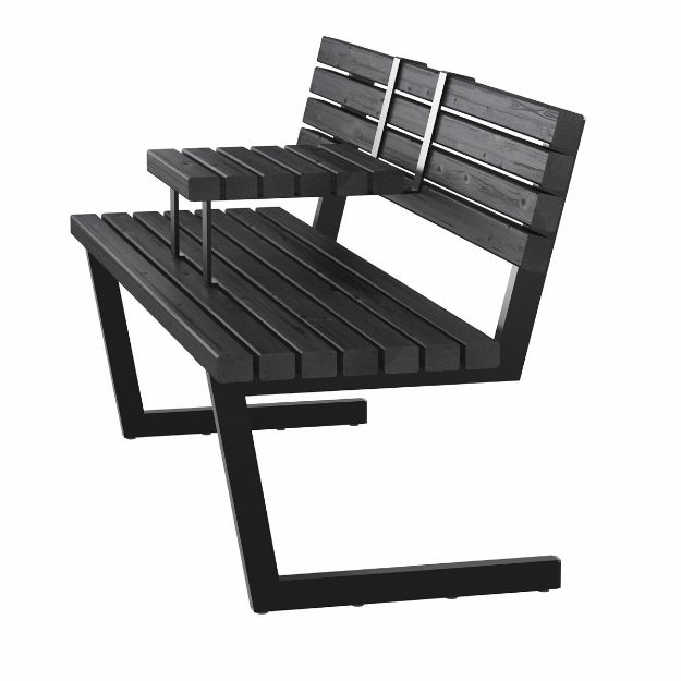 Plus Relax Bank mit Hängetisch 150 cm ThermoWood schwarz - schwarz