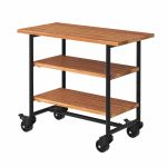 Plus Urban rollbarer Picknick Pflanztisch - Grilltisch mit 2 RegalfächernThermowood 100 cm schwar