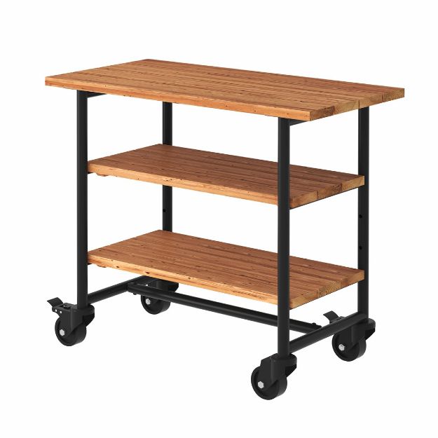 Plus Urban rollbarer Picknick Pflanztisch - Grilltisch mit 2 RegalfächernThermowood 100 cm schwar