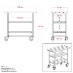 Plus Urban rollbarer Picknick Pflanztisch - Grilltisch mit 2 RegalfächernThermowood 100 cm schwarz Abmessungen