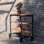 Plus Urban rollbarer Picknick-Pflanztisch-Grilltisch Thermowood 100 cm schwarz Ambiente mit zusätzlichem regal