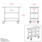 Plus Urban rollbarer Picknick Pflanztisch - Grilltisch mit 2 Regalfächern schwarz / schwarz 100 cm Abmessungen
