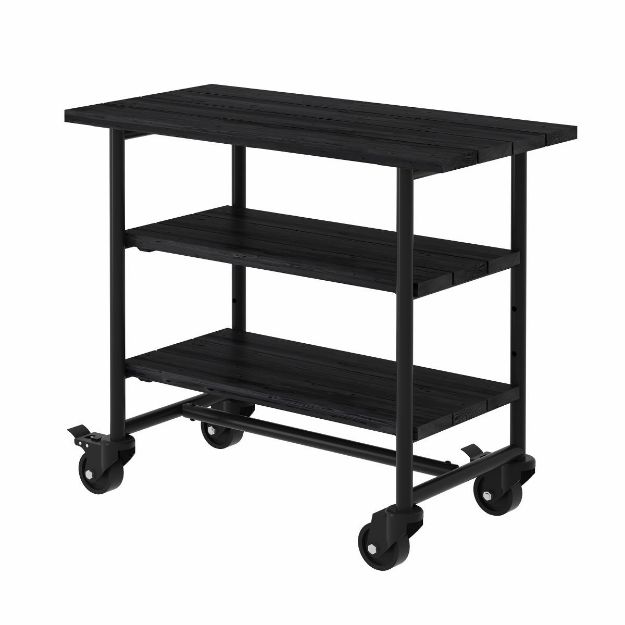 Plus Urban rollbarer Picknick Pflanztisch - Grilltisch mit 2 Regalfächern schwarz / schwarz 100 cm