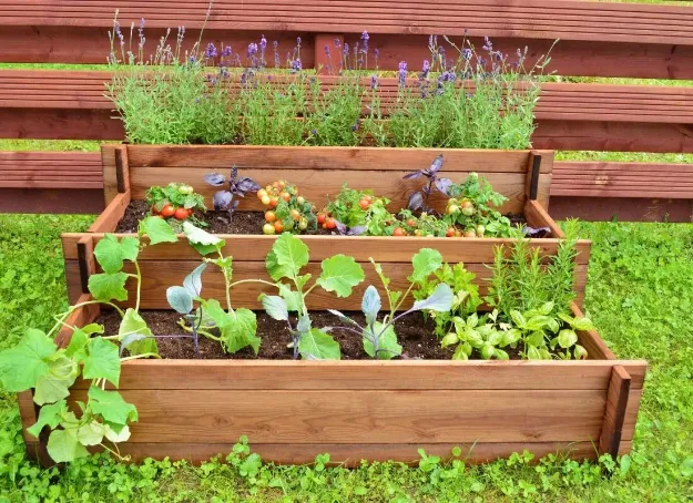 Plus Treppen-Beet 3-stufig Pflanzkasten 120 cm imprägniert Stufenbeet FSC 18305-2