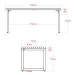 Plus Trend Living Plankentisch - 166 cm -TermoWood - schwarz Abmessungen
