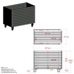 Plus Living rollender Pflanzkasten schwarz - schwarz 87 x 50 x 65,5 cm Abmessungen