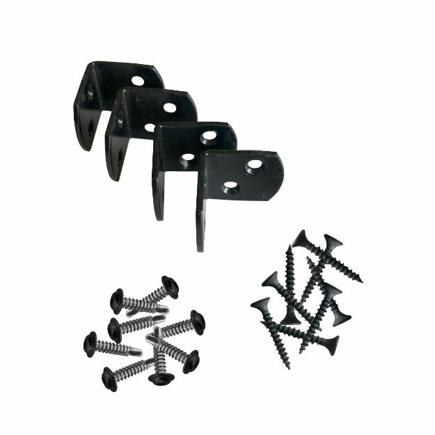 Plus Montageset L-Beschläge + Schrauben schwarz - für Stahlpfosten