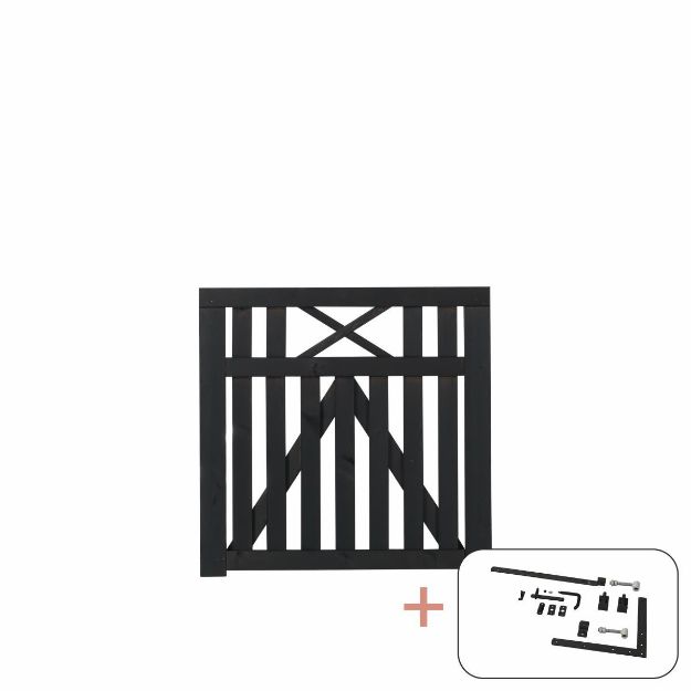 Plus Vinesse Einzeltor Gartentor schwarz 100 x 98 cm mit Beschlägen schwarz