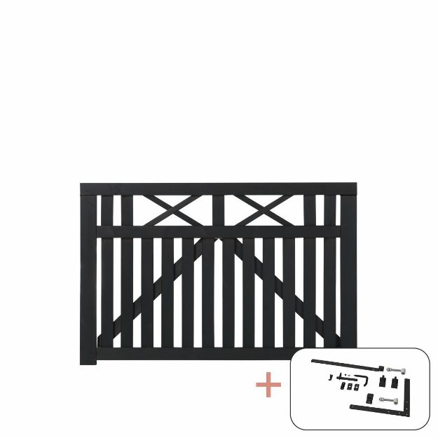 Plus Vinesse breites Einzeltor schwarz 150 x 98 cm mit Beschlägen schwarz