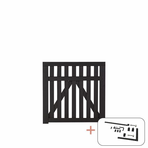Plus Country Einzeltor Gartentor schwarz 100 x 98 cm mit Beschlägen schwarz