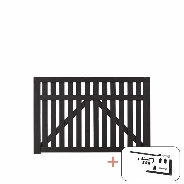 Plus Country breites Einzeltor schwarz 150 x 98 cm mit Beschlägen schwarz