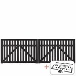 Plus Country Doppeltor Einfahrtstor schwarz 300 x 98 cm mit Beschlägen schwarz