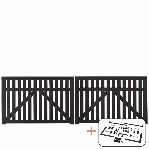 Plus Country Doppeltor Einfahrtstor schwarz 300 x 98 cm mit Beschlägen schwarz