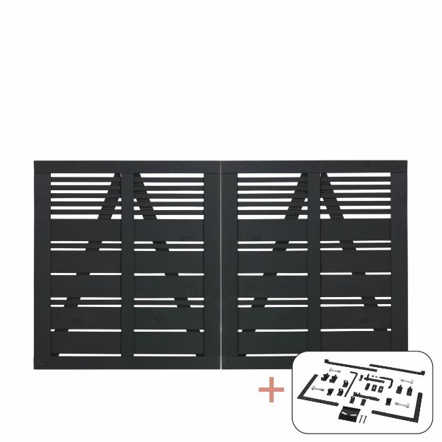 Plus Silence Gartentor Doppeltor schwarz 200 x 110 cm mit Beschlägen schwarz