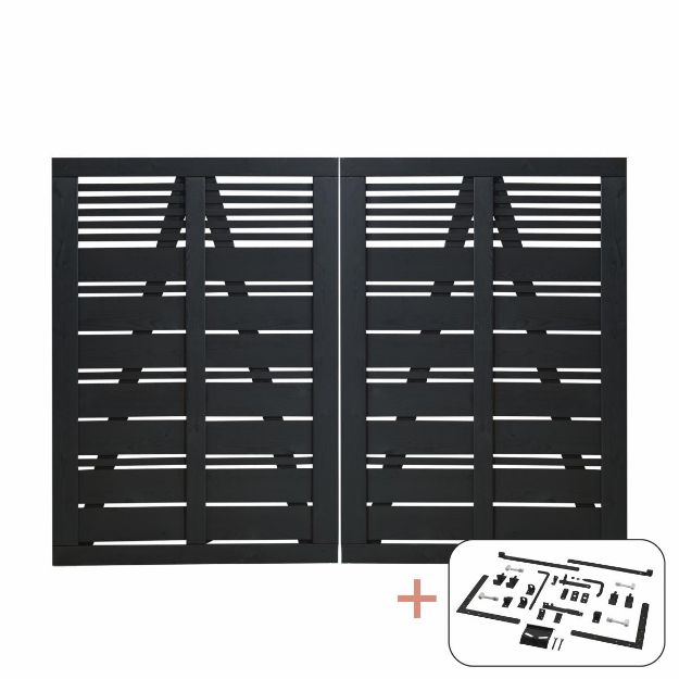 Plus Silence Gartentor Doppeltor schwarz 200 x 140 cm mit Beschlägen schwarz