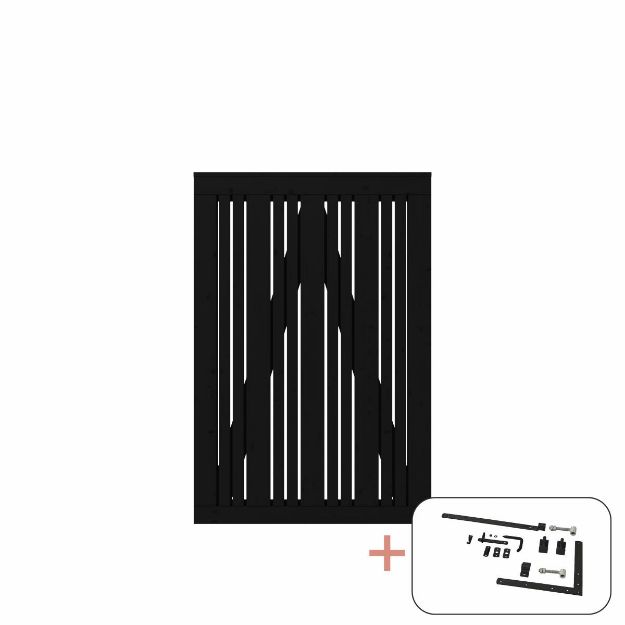 Plus Tangent Einzeltor Gartentüre schwarz 95 x 140 cm mit Beschlägen schwarz