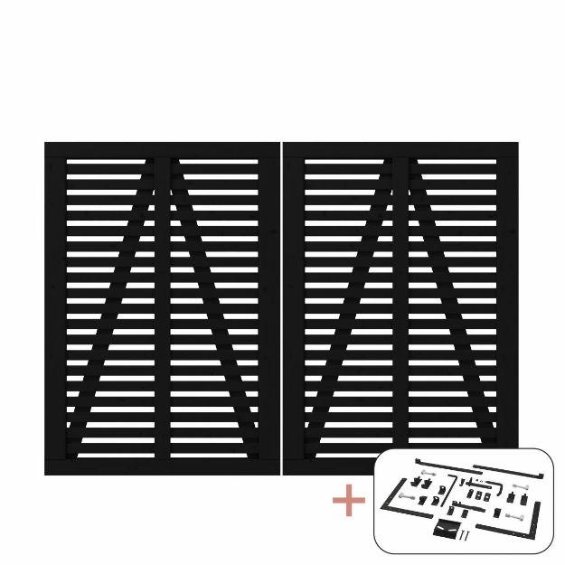 Plus Harmoni Doppeltor schwarz 200 x 140 cm mit Beschlägen schwarz