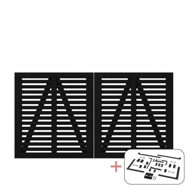 Plus Harmoni Doppeltor schwarz 200 x 107 cm mit Beschlägen schwarz