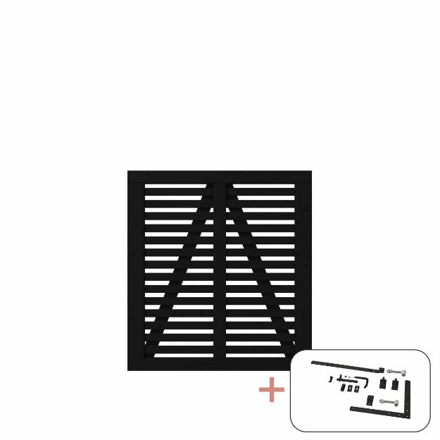 Plus Harmoni Einzeltor Gartentüre schwarz 100 x 107 cm mit Beschlägen schwarz