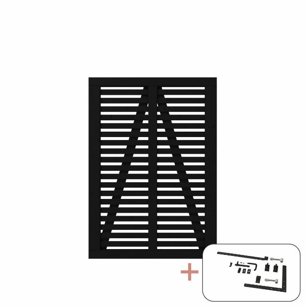 Plus Harmoni Einzeltor Gartentüre schwarz 100 x 140 cm mit Beschlägen schwarz