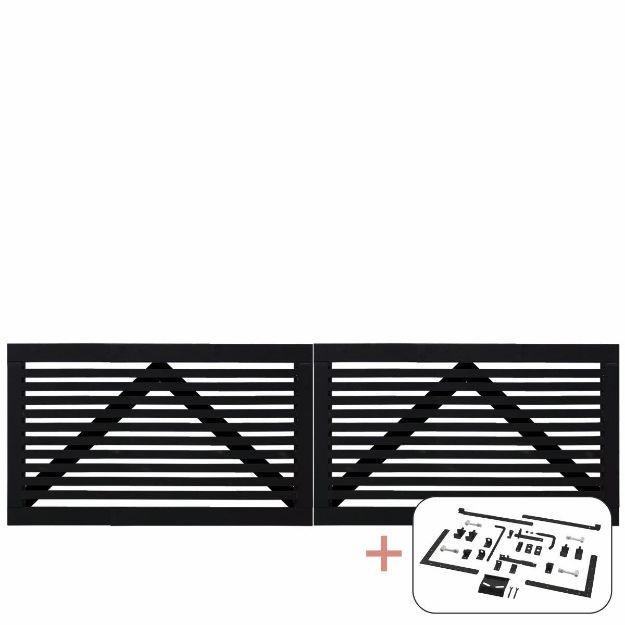 Plus Tokyo Doppeltor Einfahrtstor schwarz 300 x 90 cm mit Beschlägen schwarz