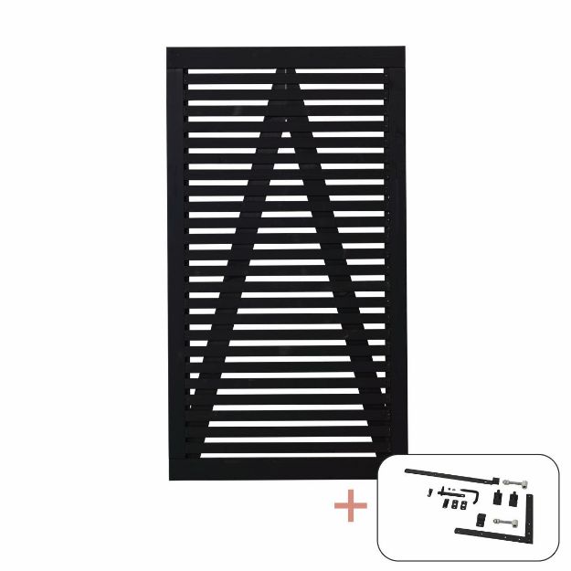 Plus Tokyo Einzeltor Gartentüre schwarz 100 x 180 cm mit Beschlägen schwarz