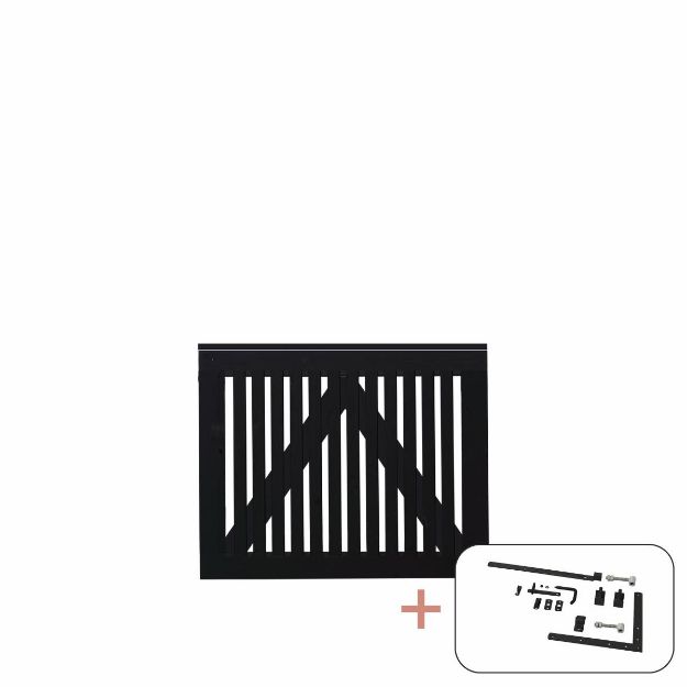 Plus Sendai Gartentüre Einzeltor schwarz 100 × 80 cm mit Beschlägen schwarz