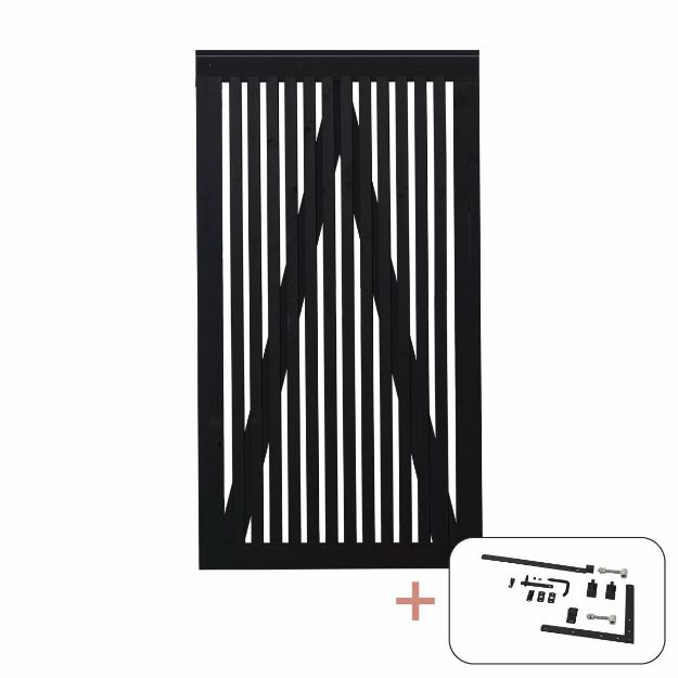 Plus Sendai Sichtschutztor Einzeltor schwarz 100 × 180 cm mit Beschlägen schwarz
