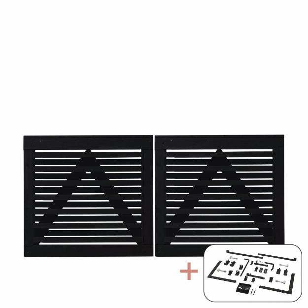 Plus Osaka Doppeltor schwarz 200 x 93 cm mit Beschlägen schwarz