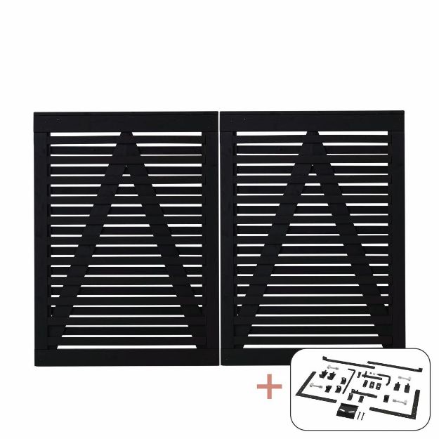 Plus Osaka Doppeltor schwarz 200 x 136 cm mit Beschlägen schwarz