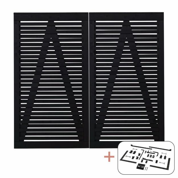 Plus Osaka Doppeltor schwarz 200 x 180 cm mit Beschlägen schwarz