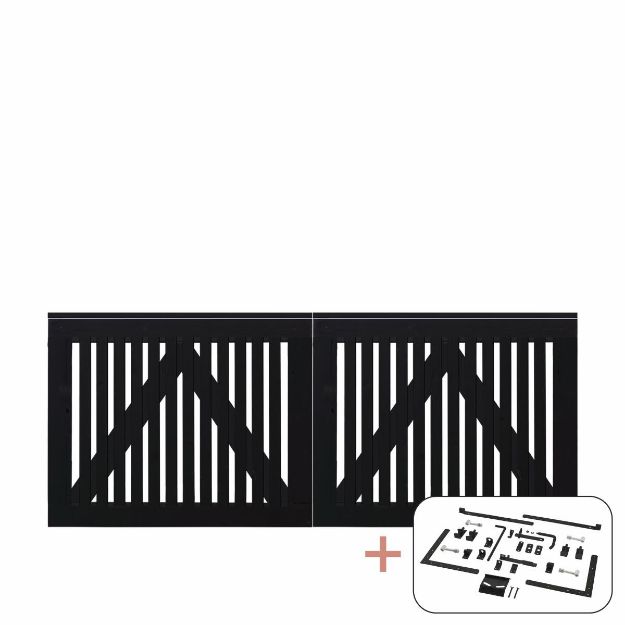 Plus Sendai Doppeltor schwarz 200 x 80 cm mit Beschlägen schwarz