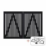 Plus Sendai Doppeltor schwarz 200 × 140 cm mit Beschlägen schwarz