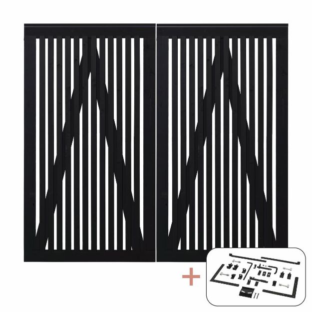 Plus Sendai Doppeltor Sichtschutztor schwarz 200 × 180 cm mit Beschlägen schwarz