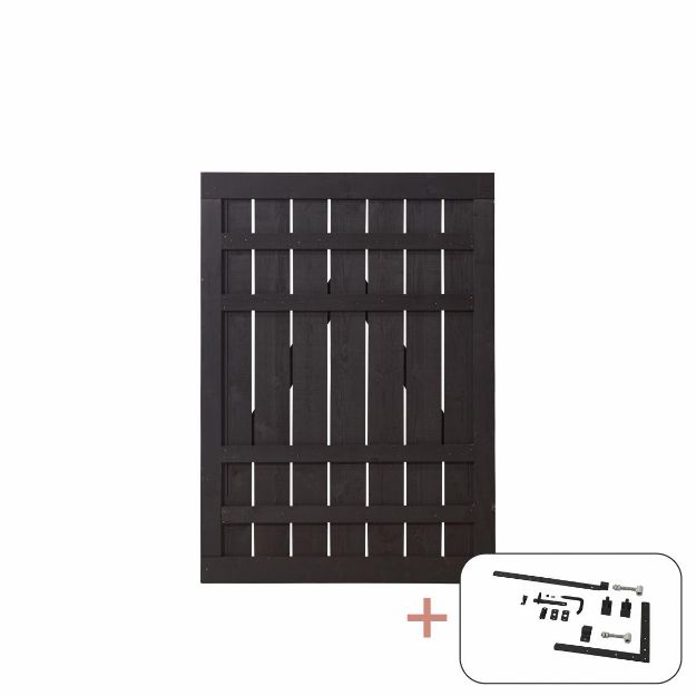 Plus Rustik Einzeltor schwarz 100 x 138 cm mit Beschlägen schwarz