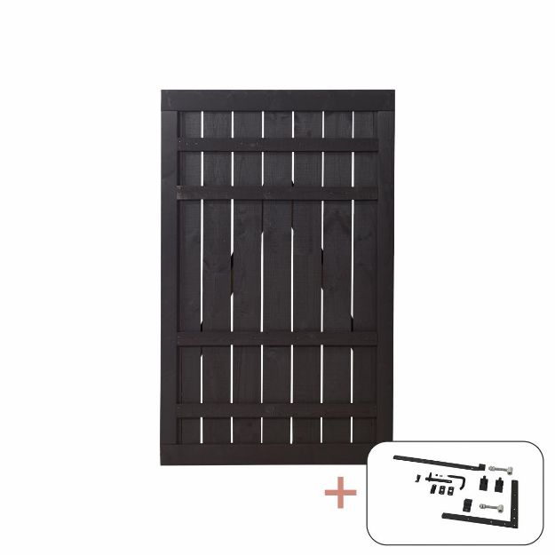 Plus Rustik Einzeltor schwarz 100 x 158 cm mit Beschlägen schwarz