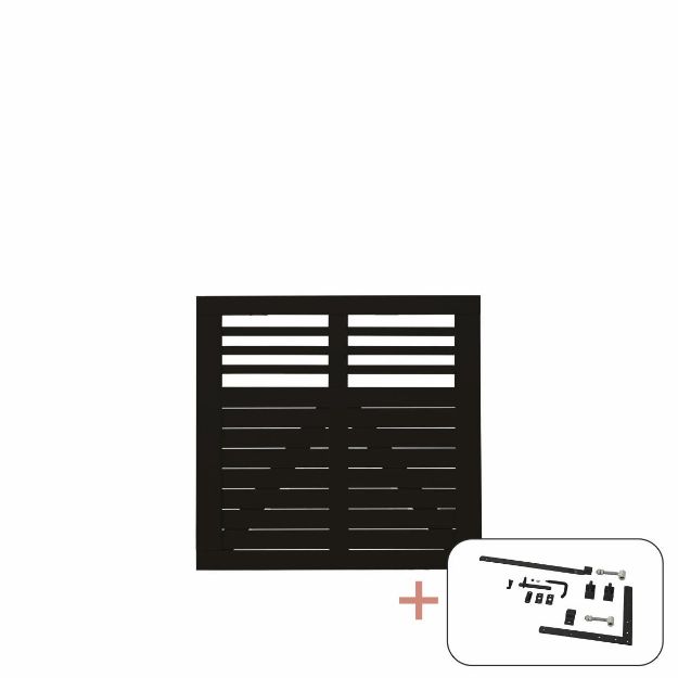 Plus Decora Einzeltor Gartentor schwarz 100 x 95 cm mit Beschlägen schwarz