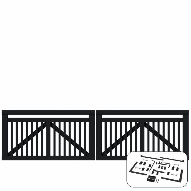 Plus Linea Doppeltor schwarz 300 x 80 cm mit Beschlägen schwarz