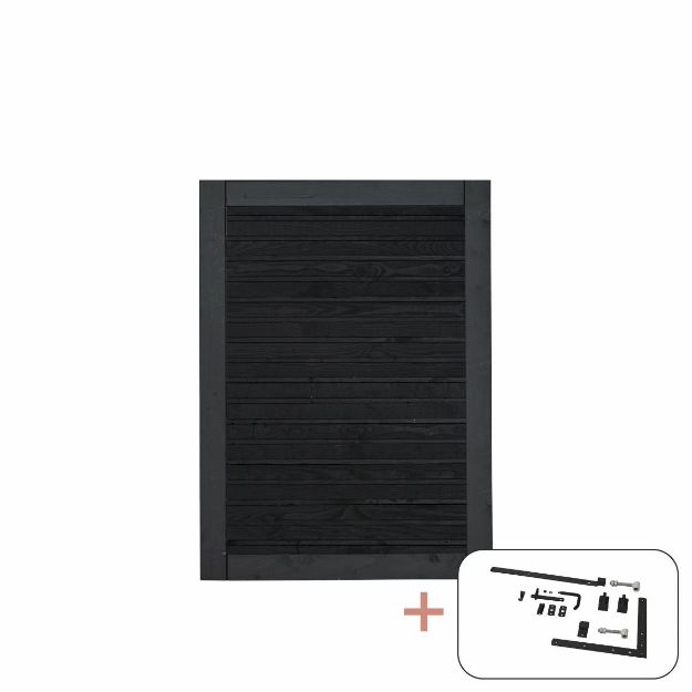 Plus Plank Gartentüre 100 x 125 cm PEFC schwarz mit Beschlägen schwarz