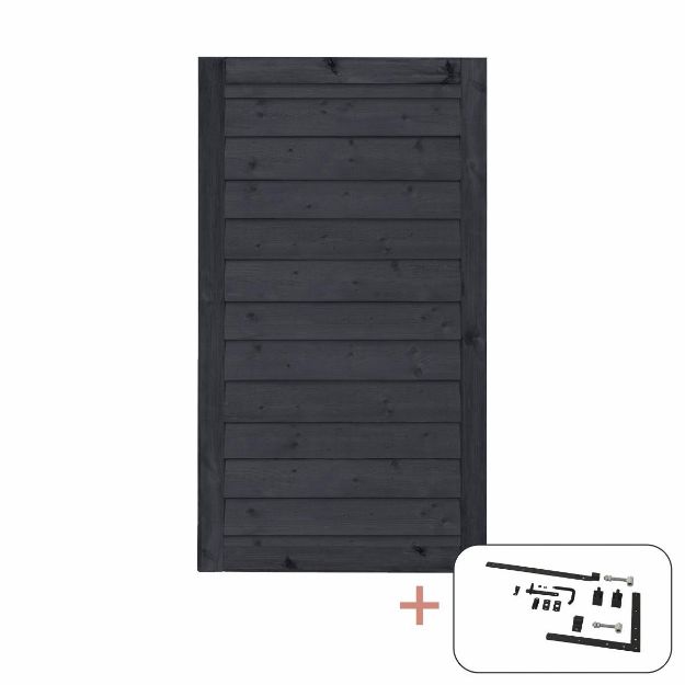 Plus Klink Einzeltor 100 x 163 cm PEFC schwarz mit Beschlägen schwarz