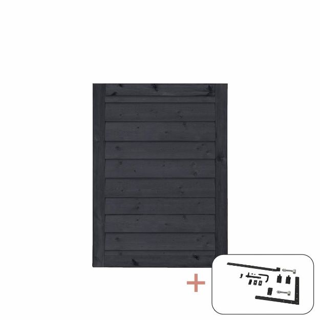 Plus Klink Tor 100 x 125 cm PEFC schwarz mit Beschlägen schwarz