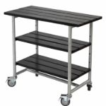 Plus Urban rollbarer Picknick Pflanztisch - Grilltisch mit 2 Regalfächern Kiefer-Fichte schwarz 100 cm
