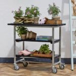 Plus Urban rollbarer Picknick Pflanztisch - Grilltisch mit 2 Regalfächern Kiefer-Fichte schwarz 100 cm Ambientebilder