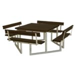Plus Twist Sitzgruppe Picknicktisch Kiefer-Fichte mit 4 Rückenlehnen schwarz 227 cm