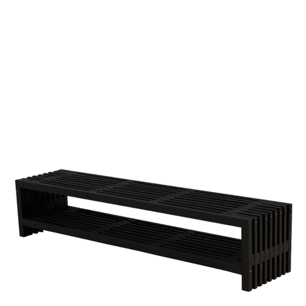 Plus Rustik Trallebank mit Schuhregal Kiefer-Fichte schwarz 218 cm