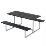 Plus Rückenlehne Kiefer-Fichte schwarz 177 cm für Basic Kinder-Picknicktisch an de Bank